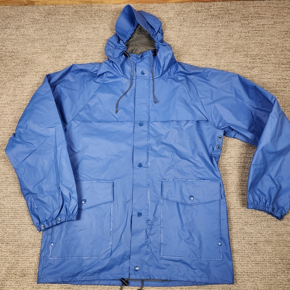 L.L. Bean Freeport, Maine Rain Suit Mens Large Blue Coat Pant Waterproof Set - Picture 2 of 14